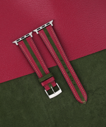 Duocolor Forest Suede Red Alran Sully Leather Apple Watch Band