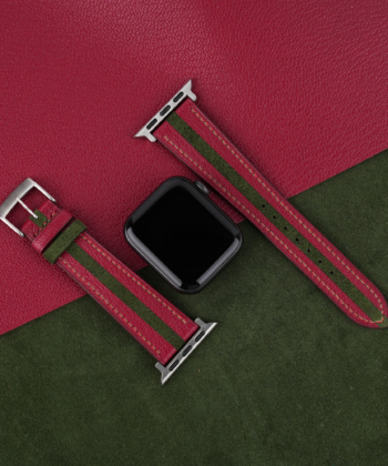 Duocolor Forest Suede Red Alran Sully Leather Apple Watch Band