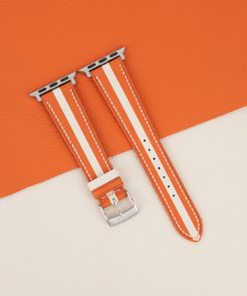 Duocolor Orange Alran Sully Pearl White Epsom Leather Apple Watch Band