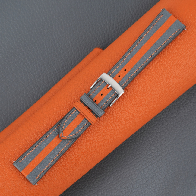 Duocolor Steel Grey Alran Sully Leather Watch Strap