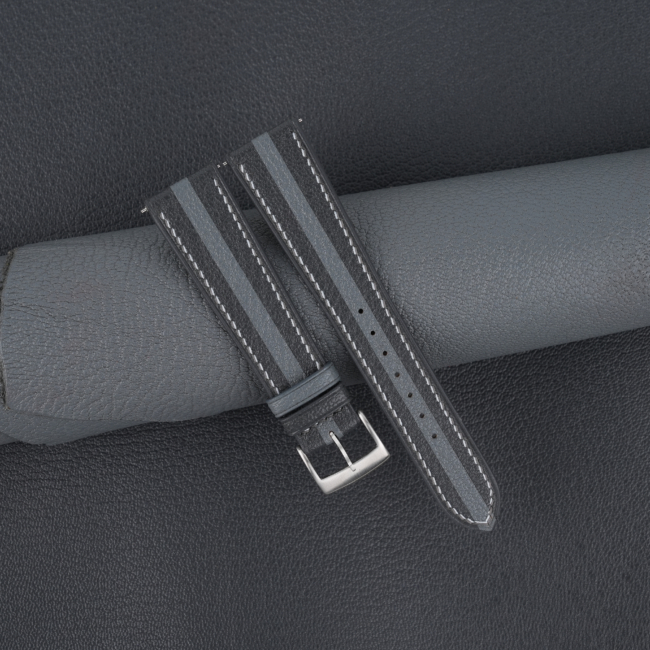 Duocolor Dark Grey Alran Sully Leather Watch Strap