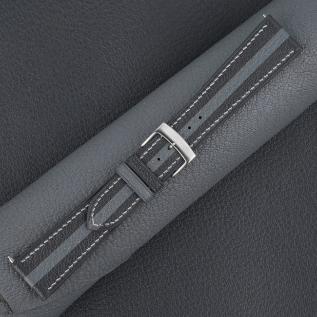 Duocolor Dark Grey Alran Sully Leather Watch Strap