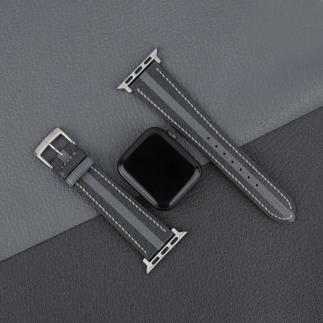 Duocolor Dark Grey Alran Sully Leather Apple Watch Band