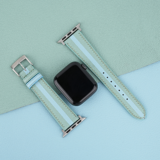 Duocolor Turquoise Alran Sully Leather Apple Watch Band