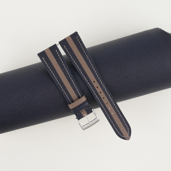 Duocolor Navy Alran Sully Leather Watch Strap