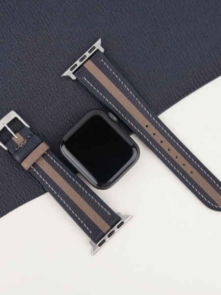 Duocolor Navy Alran Sully Leather Apple Watch Band