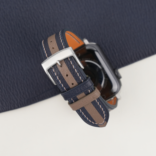 Duocolor Navy Alran Sully Leather Apple Watch Band