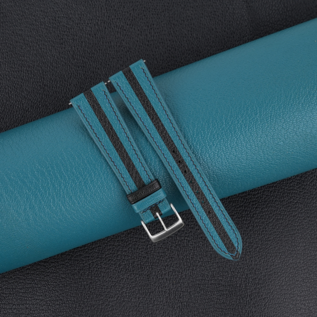 Duocolor Aqua Blue Alran Sully Leather Watch Strap