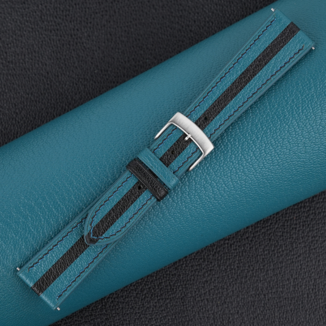 Duocolor Aqua Blue Alran Sully Leather Watch Strap