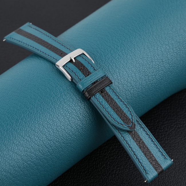 Duocolor Aqua Blue Alran Sully Leather Watch Strap