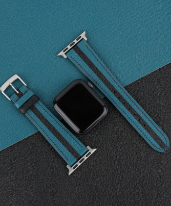 Duocolor Aqua Blue Alran Sully Leather Apple Watch Band