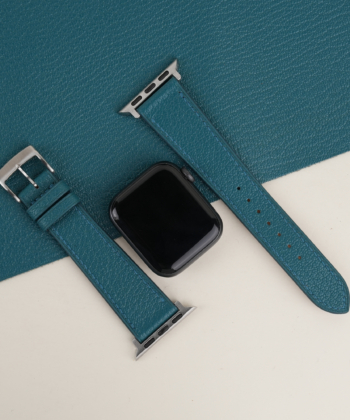 Aqua Blue Alran Chevre Sully Leather Apple Watch Band