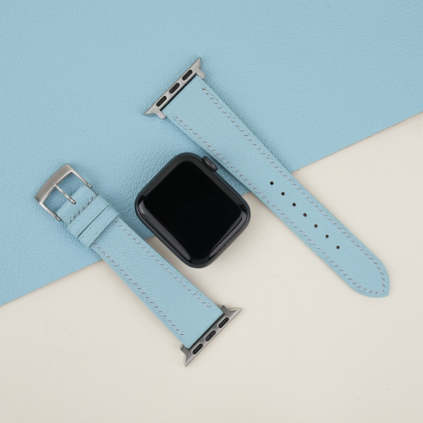 light aqua alran chevre sully leather apple watch band