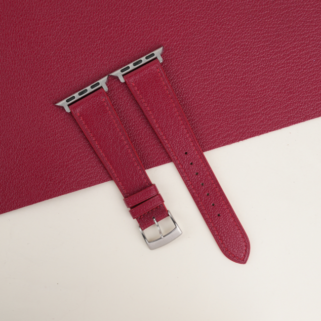 red alran chevre sully leather apple watch band