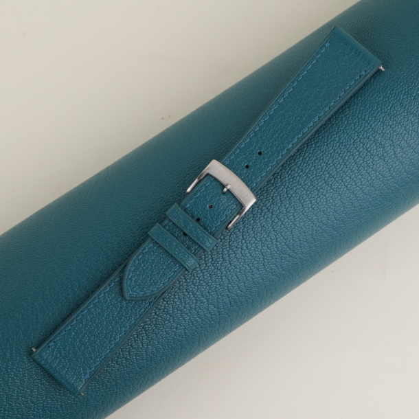 aqua blue alran chevre leather watch strap