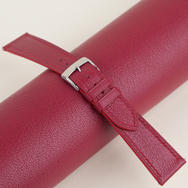 red alran chevre leather watch strap