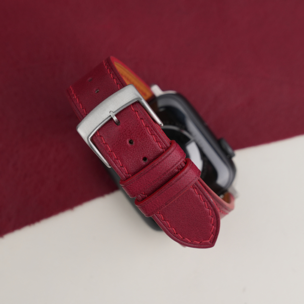 bordeaux box calf leather apple watch band