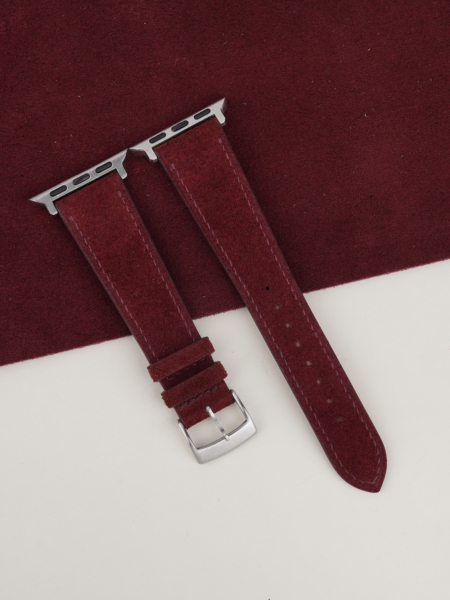 Burgundy Suede Leather Apple Watch Band