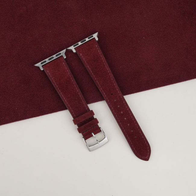 Burgundy Suede Leather Apple Watch Band