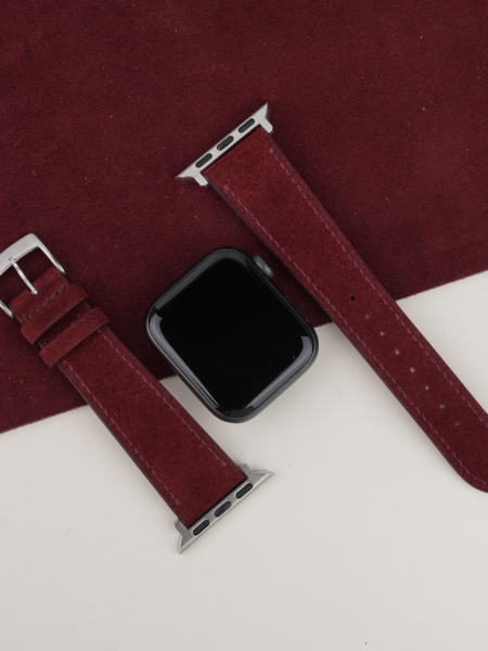 Burgundy Suede Leather Apple Watch Band