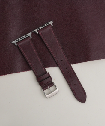 Dark Burgundy Box Calf Leather Apple Watch Band