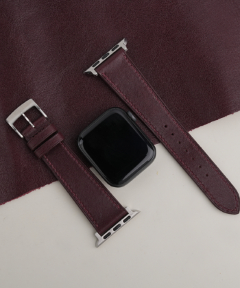 Dark Burgundy Box Calf Leather Apple Watch Band