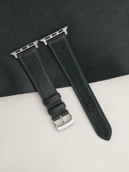 Dark Green Box Calf Leather Apple Watch Band