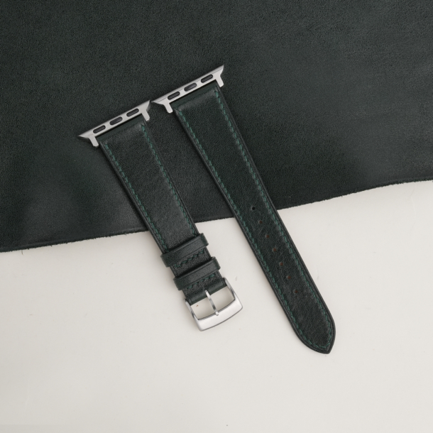 dark green box calf leather apple watch band