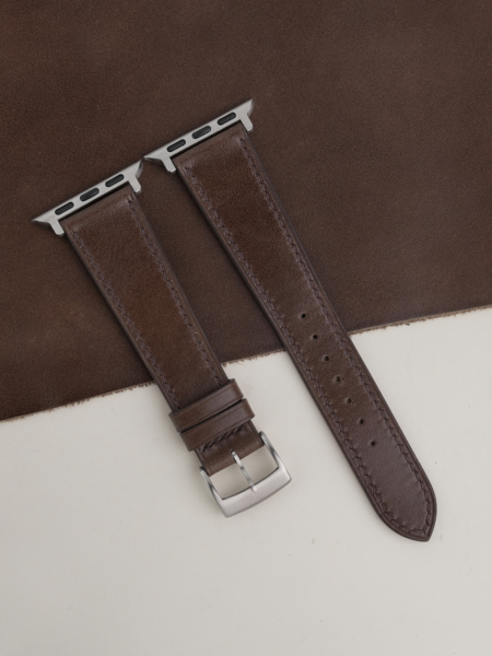 Umber Brown Box Calf Leather Apple Watch Band