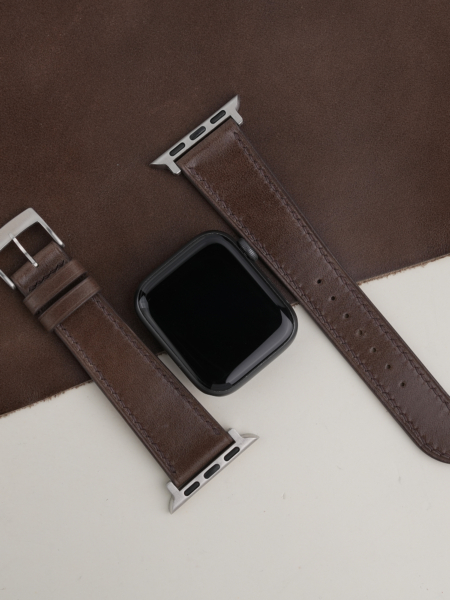 Umber Brown Box Calf Leather Apple Watch Band