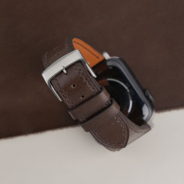 umber brown box calf leather apple watch band