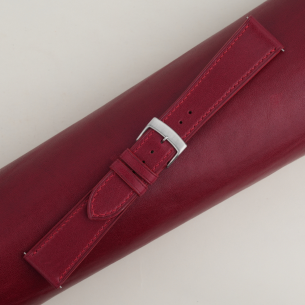 box calf bordeaux leather watch strap