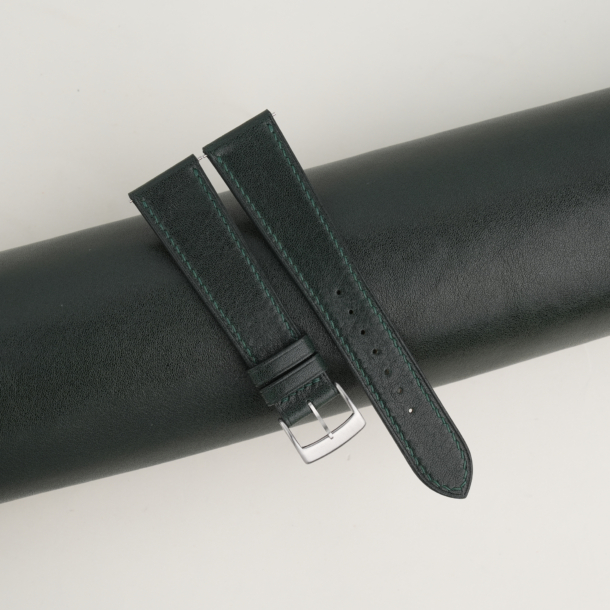 box calf dark green leather watch strap