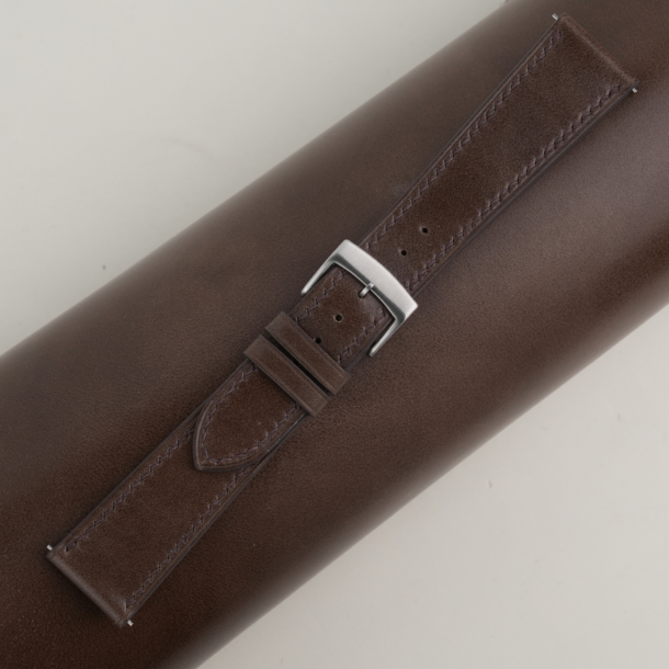 box calf umber brown leather watch strap