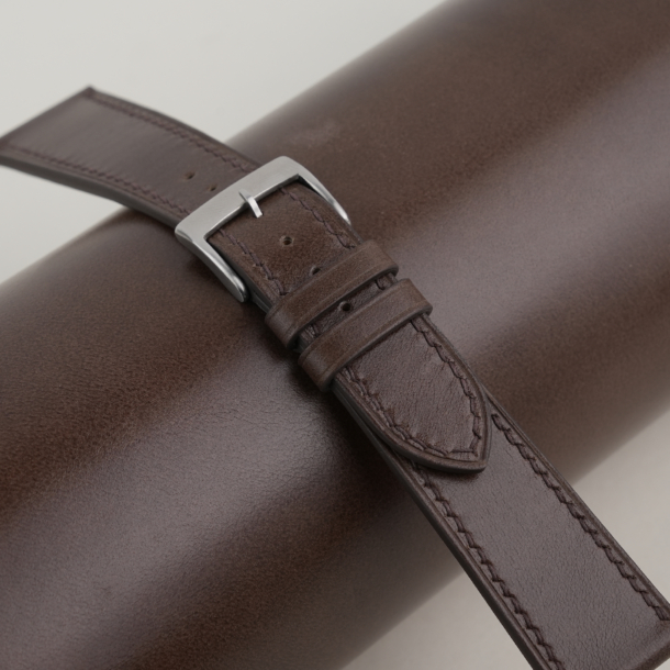 box calf umber brown leather watch strap